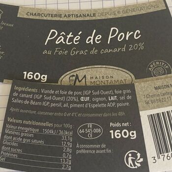 Paté de porc au foie gras de canard 20% 2