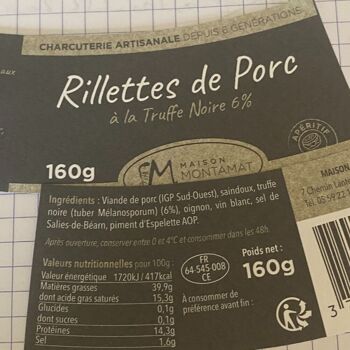 Rillettes de porc à la truffe noire 6% 2