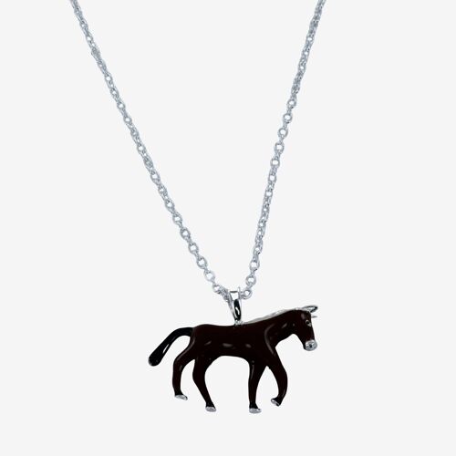 Enamel Bay Horse Necklace