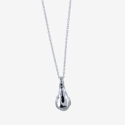 Textured Tear Drop Sterling Silver Necklace