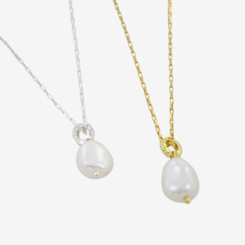 Sterling Silver Pearl Drop Necklace