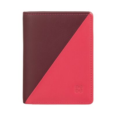 Monedero de piel para mujer DUDU con cremallera color frambuesa