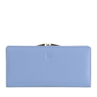 DUDU Grand portefeuille femme en cuir avec fermoir à clic bleu pastel