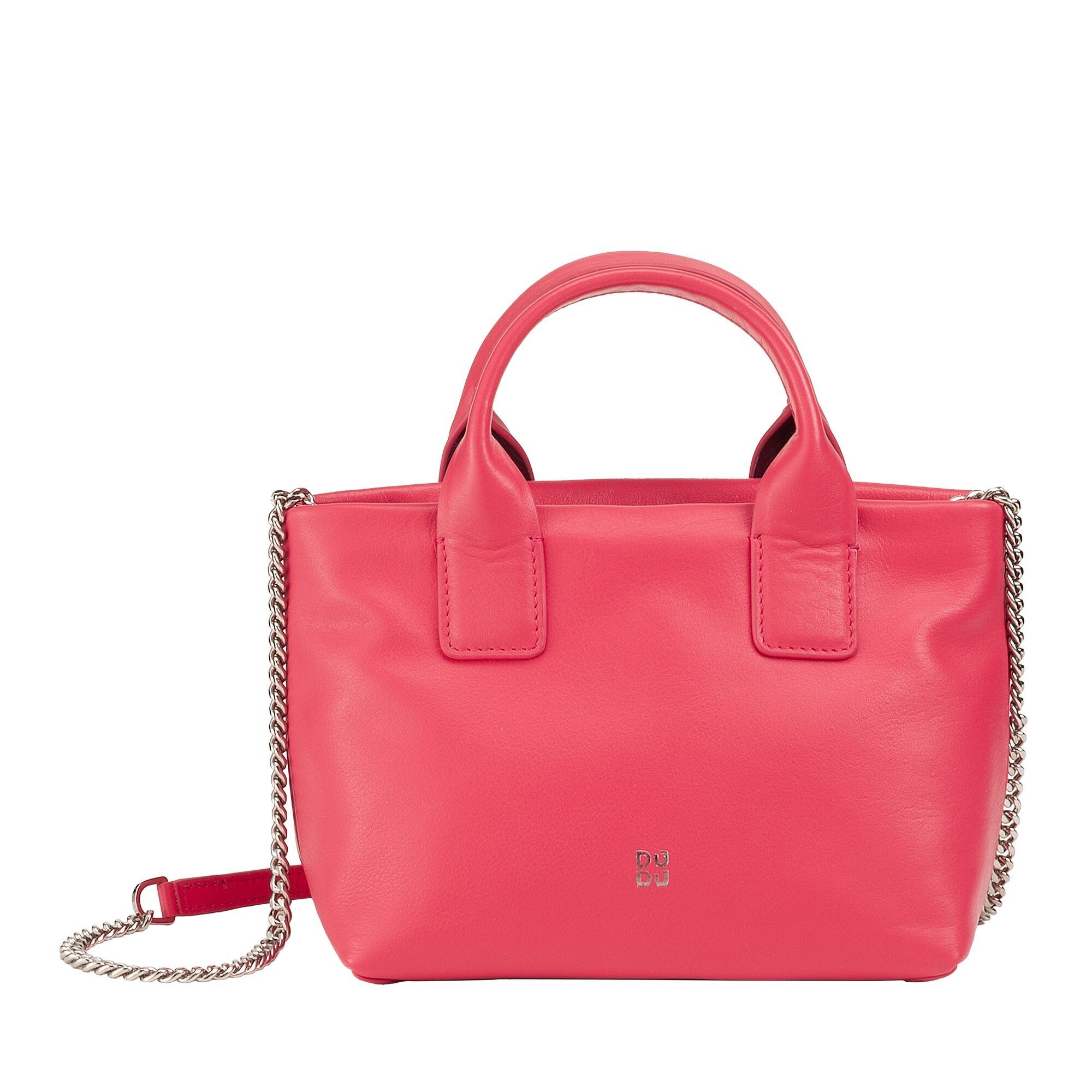 DUDU Borsa da sera a tracolla in pelle da donna lampone