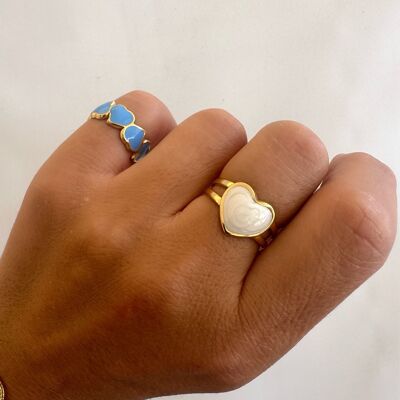 Women's Gold Rings, Heart Rings, Adjustable Band Rings, Stackable Rings, Made from Stainless Steel, Gift for Her.