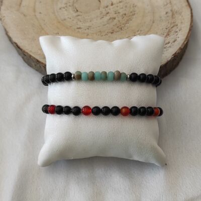 Set mit 2 elastischen Onyx-Armbändern 6 mm