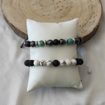 set of 2 lava stone bracelets 8mm