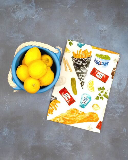 Fish & Chips Tea Towel - British Made