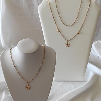 set of 3 golden stainless steel necklaces with pendants