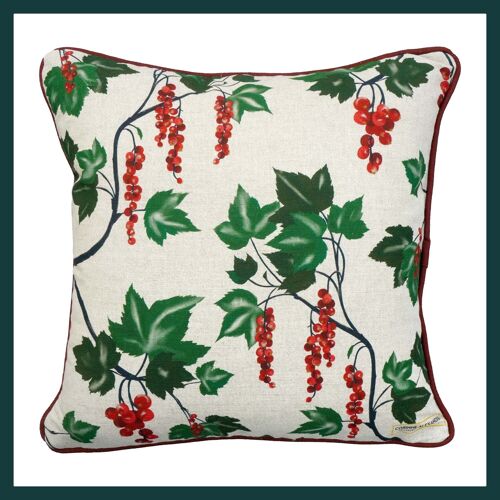 Redcurrant Cushion - British made with Eco Friendly Insert