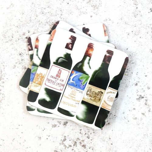Red Bordeaux Coasters - Set of 4