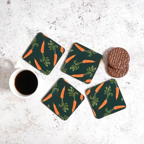 Carrot (green) Coasters - Set of 4