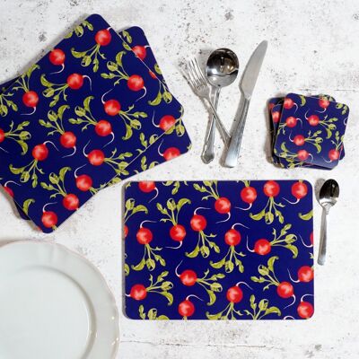 Radish (blue) Placemat - British Made