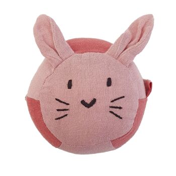 Hochet boule souple lapin rose eco 1