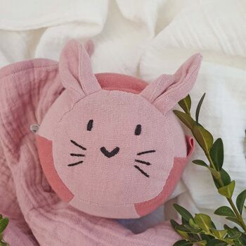 Hochet boule souple lapin rose eco 4