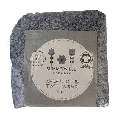 Organic Baby Wash Cloths grey 10 pcs GOTS