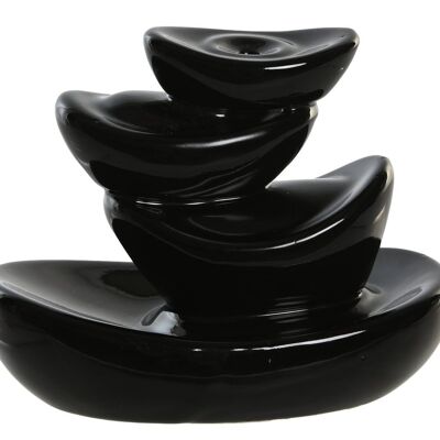 STONEWARE INCENSE HOLDER 13X7X10 WATERFALL BLACK IN205499