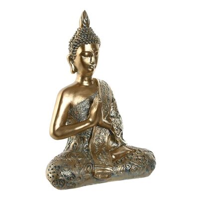 RESIN FIGURE 29X16X37 AGED GOLDEN BUDDHA FD210449