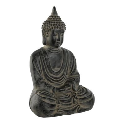 Figura in fibra di vetro 35X24X52 Buddha Grigio invecchiato FD210459