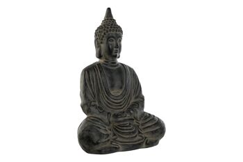 FIGURINE FIBRE DE VERRE 50X30X69 BOUDDHA GRIS VIEILLI FD210460 1