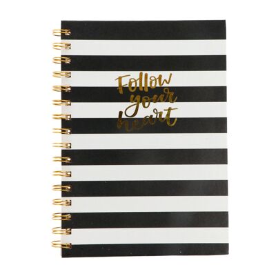 A5 Ring Notebook - Striped Print - 80 Sheets of 70 g