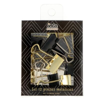 Pack 12 Paper Clips - Metallic - Gold and Black
