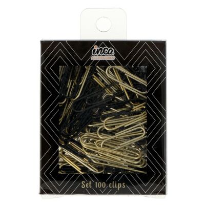 Pack 100 Paper Clips - Metallic - Gold and Black