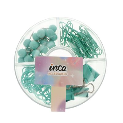 Stationery Set - Clips, Tweezers and Thumbtacks - 4 Colors