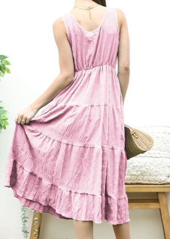 Robe texturée à encolure dégagée-Rose 2