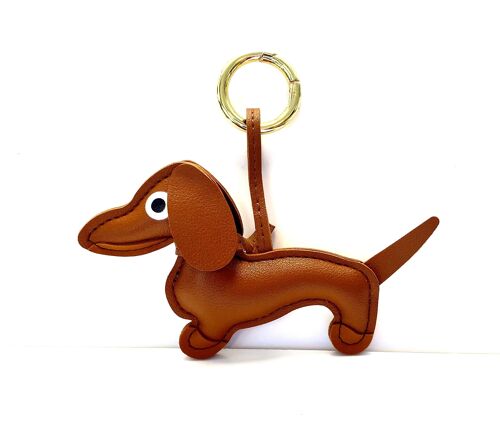 Keychain dog brown / gold