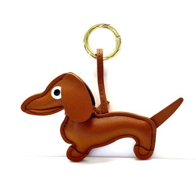 Keychain dog brown / gold
