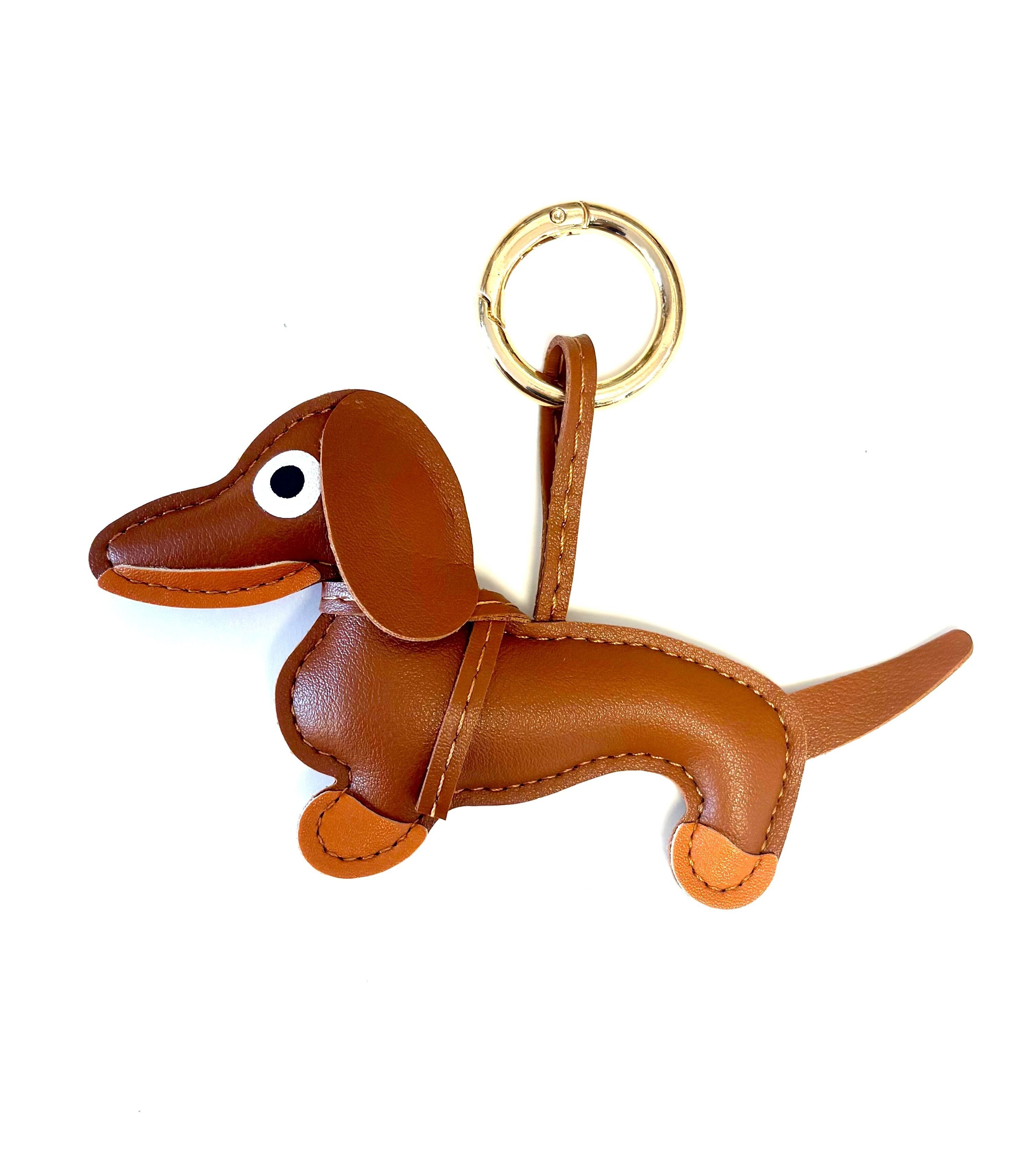 Keychain dog Dachshund brown / gold