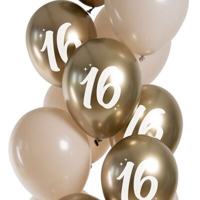 Balloons Golden Latte 16 Years 33cm - 12 pieces