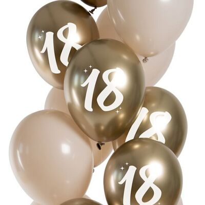 Balloons Golden Latte 18 Years 33cm - 12 pieces