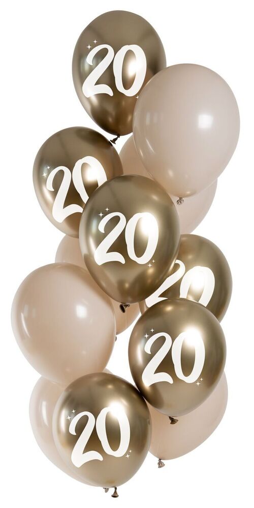 Balloons Golden Latte 20 Years 33cm - 12 pieces