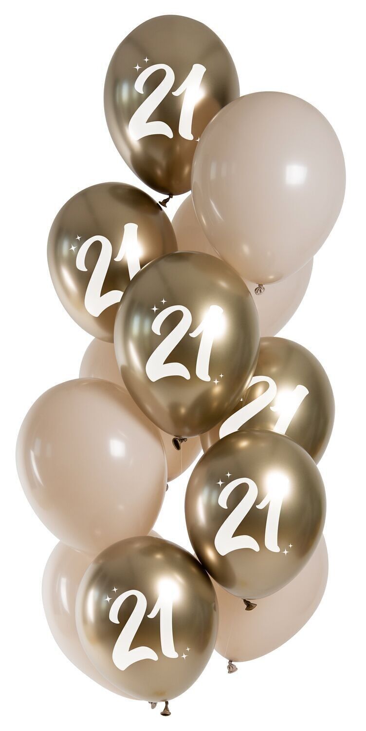 Ballons Golden Latte 21 Ans 33cm - 12 pièces