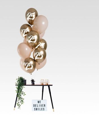 Ballons Golden Latte 25 ans 33cm - 12 pièces 2