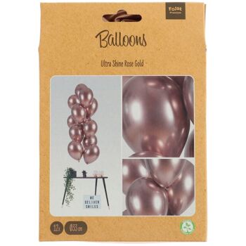 Ballons Ultra Shine Or Rose 33cm - 12 pièces 3