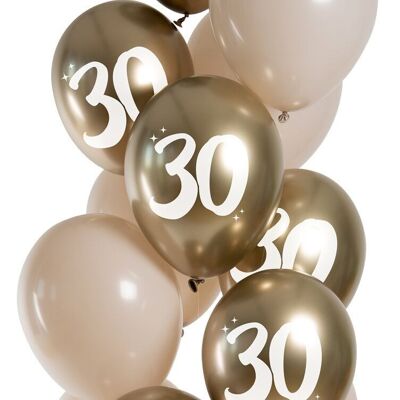 Balloons Golden Latte 30 Years 33cm - 12 pieces