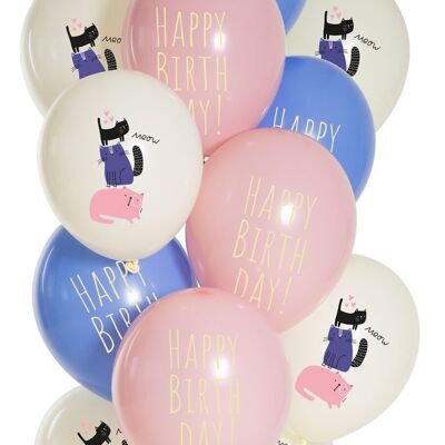Ballons Anniversaire Kitty 33cm - 12 pièces