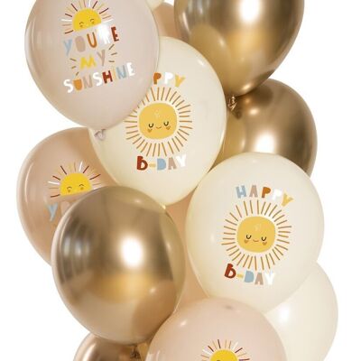 Ballons Anniversaire Soleil 33cm - 12 pièces