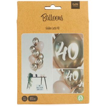 Ballons Golden Latte 40 Ans 33cm - 12 pièces 3