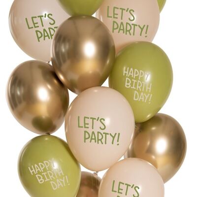 Balloons Golden Olive 33cm - 12 pieces