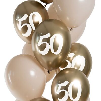 Palloncini Golden Latte 50 Anni 33cm - 12 pezzi