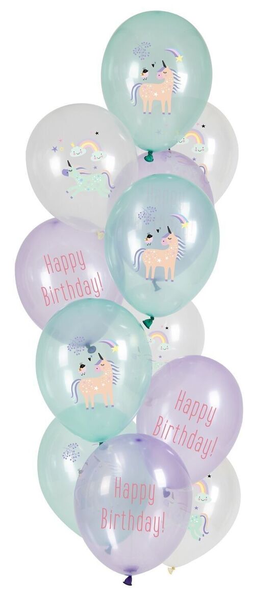 Balloons Unicorns & Rainbows 33cm - 12 pieces