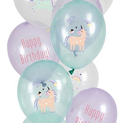 Globos Unicornios y Arcoiris 33cm - 12 piezas