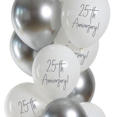 Ballons Silver Anniversary 33cm - 12 pièces