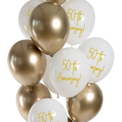 Balloons Golden Anniversary 33cm - 12 pieces