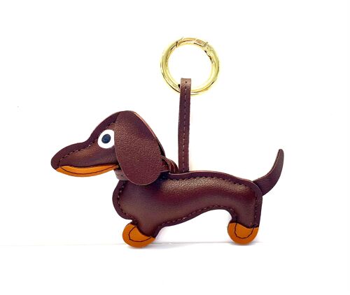 Keychain dog dark brown / gold
