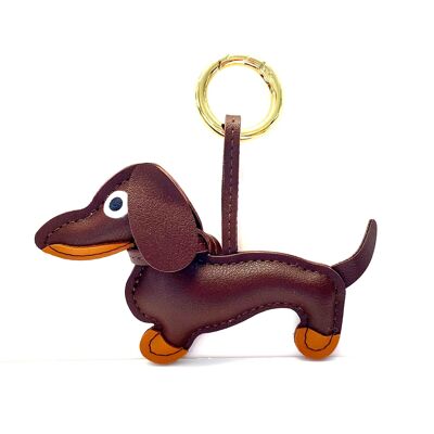 Keychain dog dark brown / gold